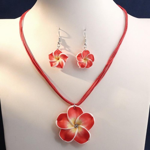 1 fashionOL concise flowers personality lady necklace earrings set