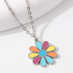 fashion sweetOL concise sweet flowers stainless steel personality lady necklac..