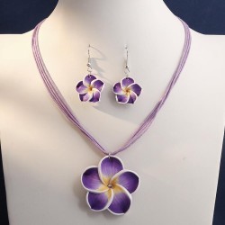 1 fashionOL concise flowers personality lady necklace earrings set