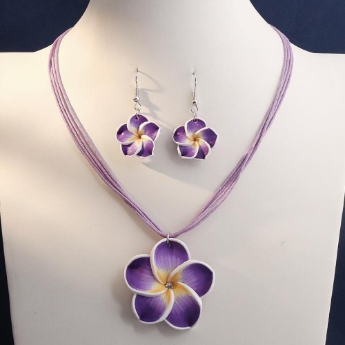 1 fashionOL concise flowers personality lady necklace earrings set