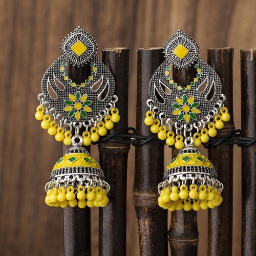 occidental style fashion retro print exaggerating temperament lady earring