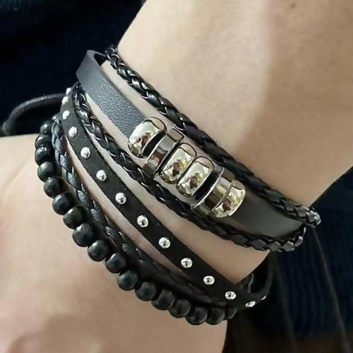 fashion noble wind multilayerPU multilayer temperament man bracelet