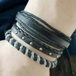 fashion noble wind multilayerPU multilayer temperament man bracelet