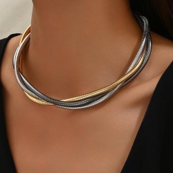 fashion Metal concise three establishment twining temperament woman necklace C..