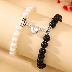 fashion sweetOL Pearl Double layer love buckle bracelet