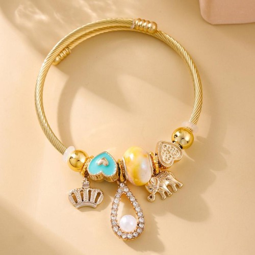 fashion concise crown drop elephant accessories pendant gold temperament woman bangle