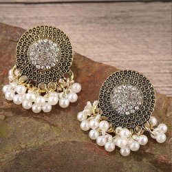 occidental style fashion retro Round flash diamond temperament lady ear stud