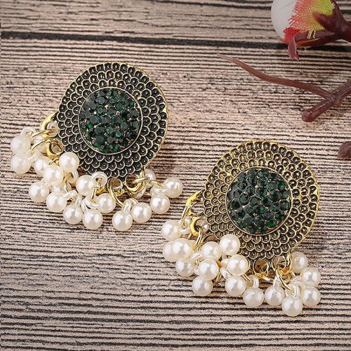  occidental style fashion retro Round flash diamond temperament lady ear stud