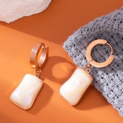 fashion concise Irregular Square Pearl titanium steel temperament lady buckle ..