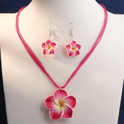 1 fashionOL concise flowers personality lady necklace earrings set