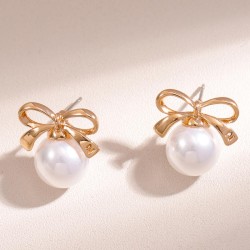 fine  fashion sweetOL bow Pearl personality ear stud