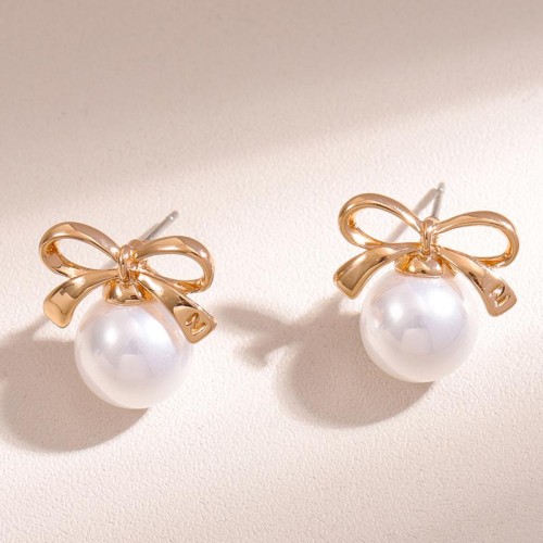 fine  fashion sweetOL bow Pearl personality ear stud