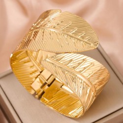 1 fashion Metal concise leaves opening temperament bangle