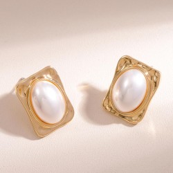 fine  fashion sweetOL Pearl Square personality ear stud