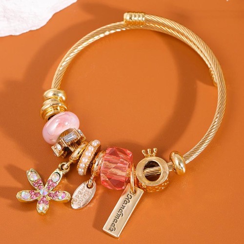 fashion concise flash diamond flowers accessories temperament lady bangle