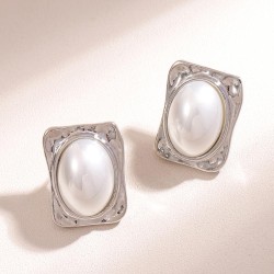 fine  fashion sweetOL Pearl Square personality ear stud