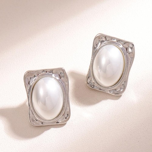 fine  fashion sweetOL Pearl Square personality ear stud