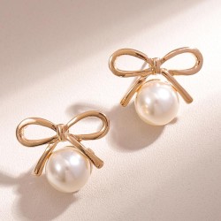 fine  fashion sweetOL bow Pearl personality ear stud