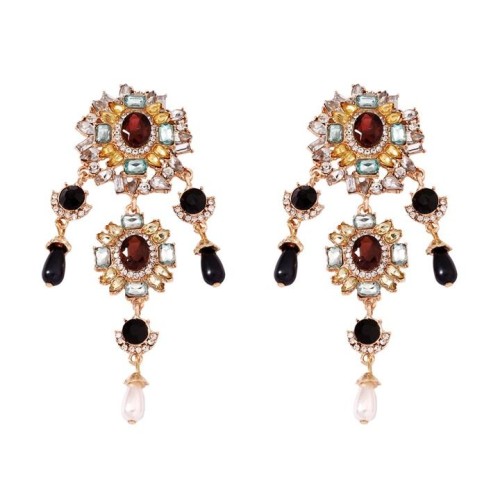 palace wind geometry diamond all-Purpose trend fashion earrings Earring woman