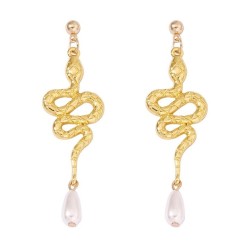  snake Pearl temperament all-Purpose fashion trend style earrings