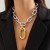 occidental style  trend personality aluminum chain multilayer necklace  fashion geometry Metal buckl