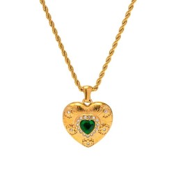 occidental style fashion heart-shaped textured zircon chain  mediumvintage nec..