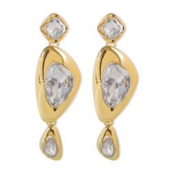 E occidental style wind exaggerating zircon geometry earring  high Irregular r..