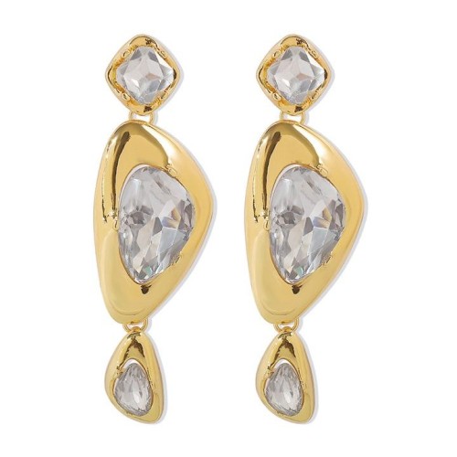 E occidental style wind exaggerating zircon geometry earring  high Irregular retro earrings