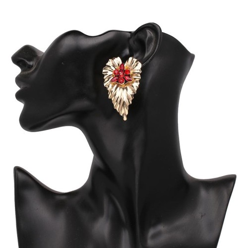occidental style fashion exaggerating temperament Alloy embed color Rhinestone Earring creative heart-shaped Bohe
