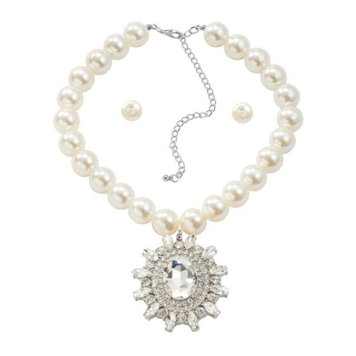 imitate Pearl earrings necklace set lady trend banquet Rhinestone pendant occidental style exaggerating