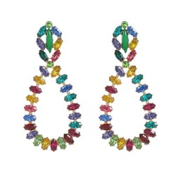 colorful diamond earrings drop earring woman occidental style exaggerating Rhi..