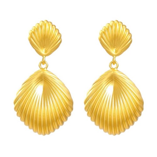 medium style earrings occidental style Alloy Earring woman trend retro Metal Stripe Shells earringearrings