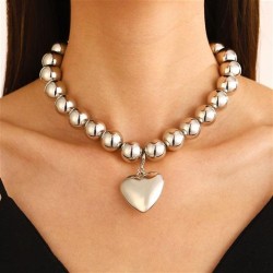 occidental style punk wind exaggerating big beads love temperament samll heart..