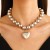 occidental style punk wind exaggerating big beads love temperament samll heart-shaped personality 
