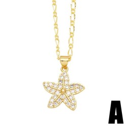  starfish pendant necklace occidental style fashion all-Purpose embed zircon c..