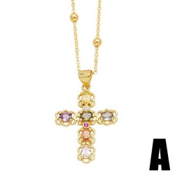  fashion cross necklace woman embed color zircon gilded all-Purpose clavicle c..