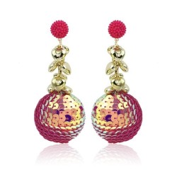 occidental style color pellet beads earrings woman  original heart-shaped pend..