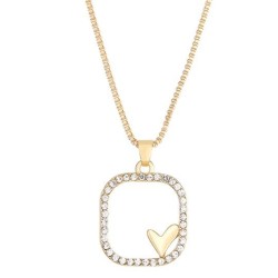  square love necklace woman ins wind creative diamond geometry heart-shaped cl..