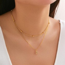 occidental style brief diamond Word pendant Double layernecklace clavicle chai..