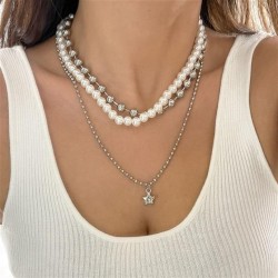 occidental style color wind imitate Pearlearls necklace  creative pendant bead..