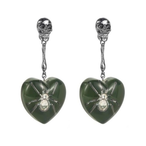 occidental style exaggerating black wind spider skull earrings long style multilayer heart-shaped resin pendant