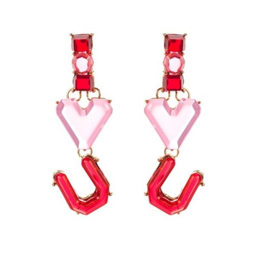 exaggeratingins wind long style multilayer resin earrings woman lovers styleIOU Word heart-shaped