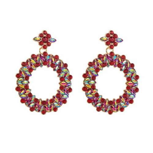 occidental style trend atmospheric exaggerating earrings brief geometry Round flowers ear stud Alloy brilliant Rh