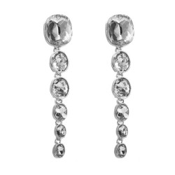 earrings exaggerating long style tassel Oval colorful diamond silver earrings ..