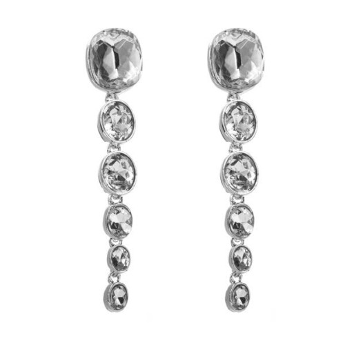 earrings exaggerating long style tassel Oval colorful diamond silver earrings woman retro elegant