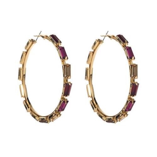 occidental style fashion exaggerating square colorful diamond circle woman temperament high Alloy buckleearrings