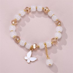  occidental style woman bracelet butterfly pendant crystal beads multicolor fa..