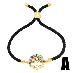 occidental style fashion black rope bracelet man woman samll high Life tree mo..