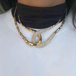 occidental style exaggerating personalityU flash diamond splice chain Collar c..