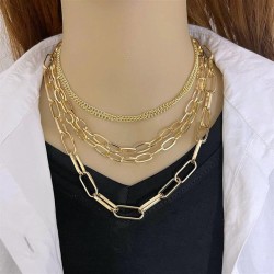 occidental style retro multilayer Metal chain necklace female all-Purpose clav..